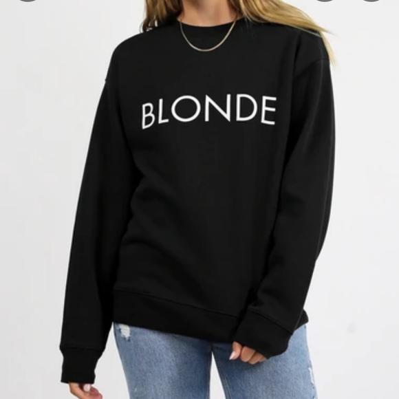 Brunette The Label Tops - Brunette The Label The BLONDE Classic Crewneck Sweatshirt in Black